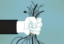 Illustration of hand holding wires